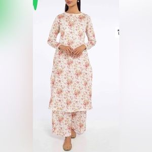 Two piece cotton lawn floral kameez shalwar pant Indian Pakistani